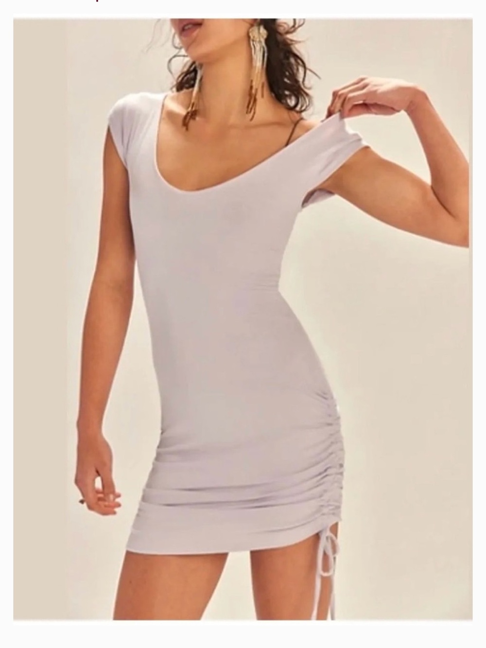 Free People Good Feels Ruched Mini Dress in Frosted Lavender
